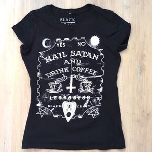 Blackcraft Cult Hail Satan Drink Coffee tee